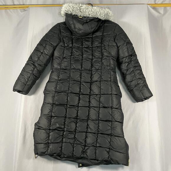 Southpole Coat Womens Medium Black Long Down Puffer Hood Faux Fur Zip Quilted - Picture 2 of 16